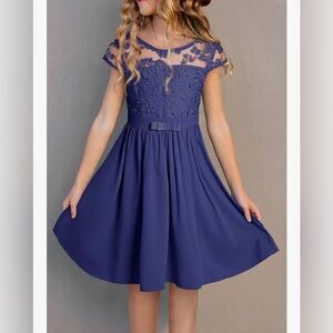 Elegant Blue Lace Kids Dress